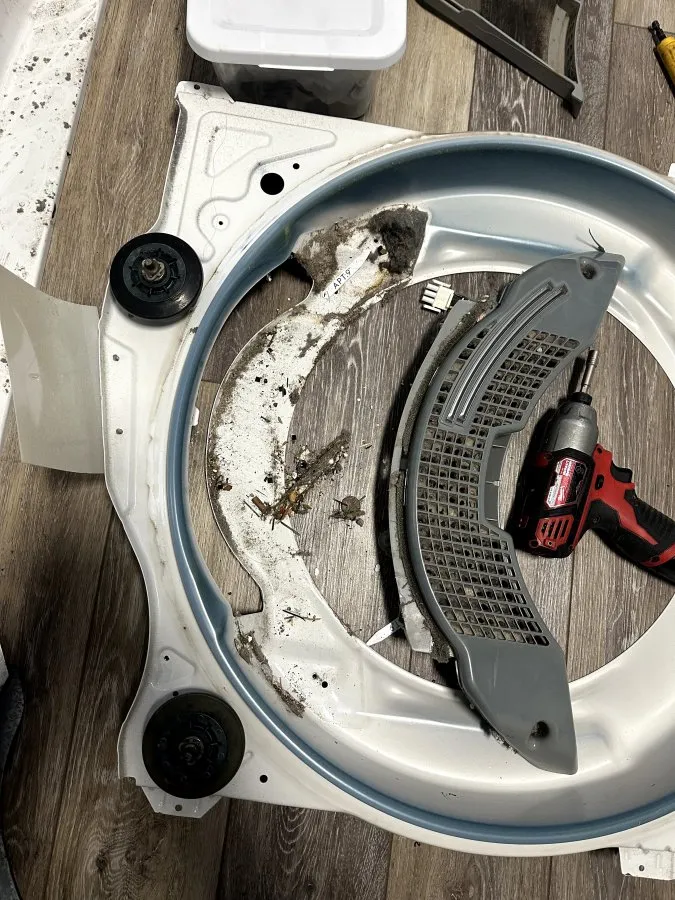 Samsung Dryer Making Loud Noise — Idler Pulley Replacement and Internal Cleaning in Raleigh — photo 4