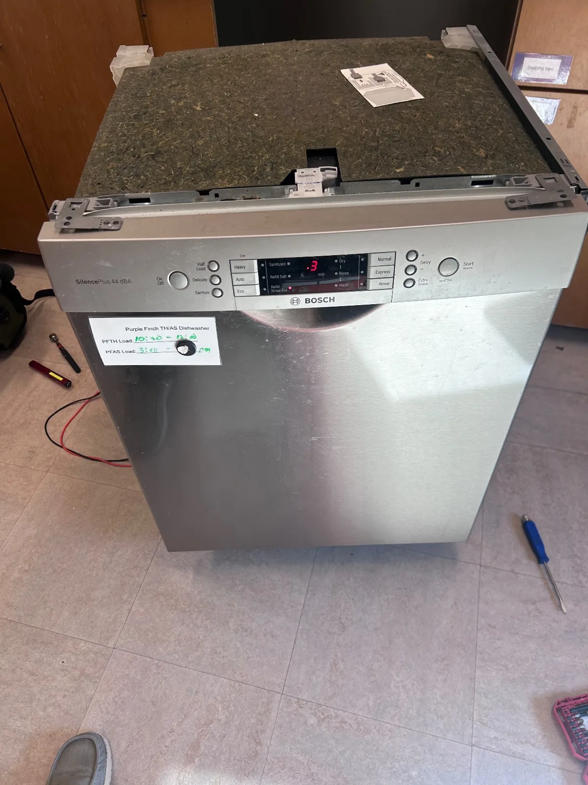 Bosch Dishwasher Stops Mid Cycle. Flow Meter Sensor Replacement in Raleigh